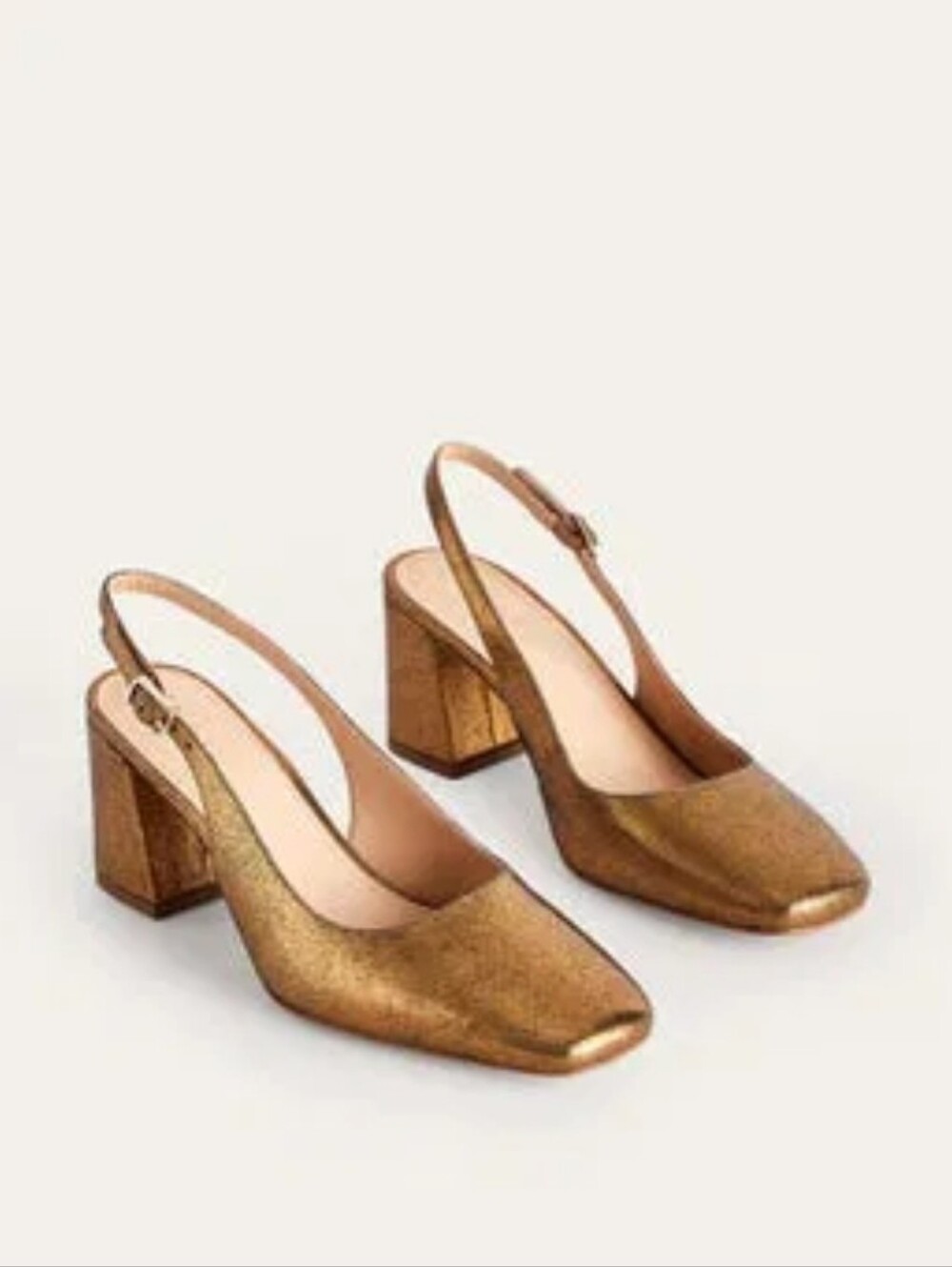 BODEN Metallic Leather Slingback Mid-Heel Pumps Size 37